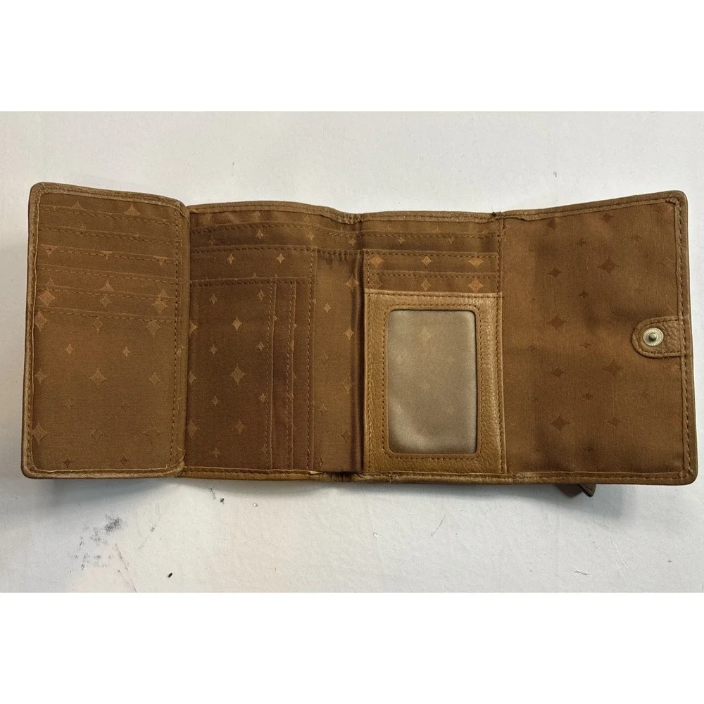 Fossil Wallet Brown Leather Quadfold Solid‎ Credit Card Holder Wallet Key